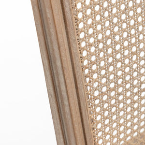 English Elm Farmhouse Rubberwood Dining Chairs Handwoven Rattan Back Linen Cushion Set of 2 Beige W6098P507924