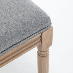 English Elm Farmhouse Rubberwood Dining Chairs Handwoven Rattan Back Linen Cushion Set of 2 Grey W6098P507925