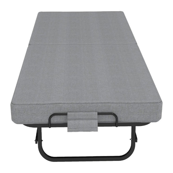English Elm 75 Inch Folding Bed with Memory Foam Mattress Steel Frame and Lockable Wheels for Guests W6101P525021