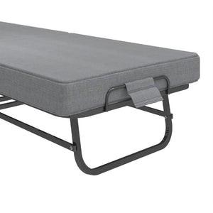 English Elm 75 Inch Folding Bed with Memory Foam Mattress Steel Frame and Lockable Wheels for Guests W6101P525021