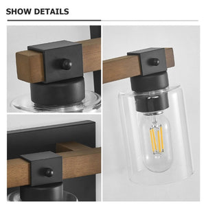 English Elm 4-Light Farmhouse Vanity Wall Fixture with Clear Glass Shades for Bath or Bedroom Antique Brown / Black W6101P525067