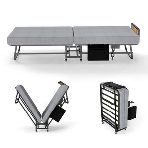 English Elm 78×31 Rollaway Guest Bed with Memory Foam Mattress Headboard and USB Charging Port W6101P525714