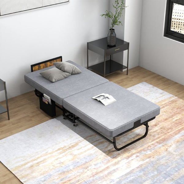 English Elm 78×31 Rollaway Guest Bed with Memory Foam Mattress Headboard and USB Charging Port W6101P525714