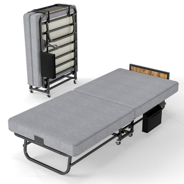 English Elm 78×31 Rollaway Guest Bed with Memory Foam Mattress Headboard and USB Charging Port W6101P525714