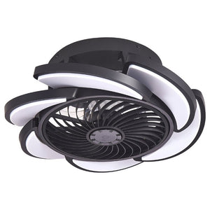 English Elm 17 Inch Bladeless Flush Mount Ceiling Fan Gold Finish Dimmable LED Remote Glam Bedroom Black W6101P525843