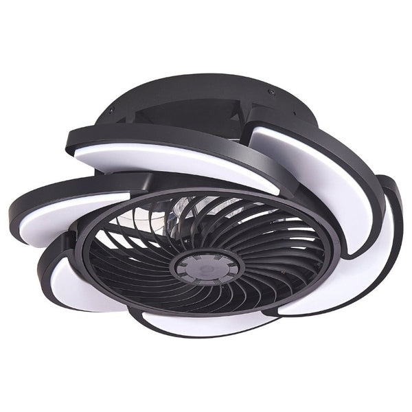 English Elm 17 Inch Bladeless Flush Mount Ceiling Fan Gold Finish Dimmable LED Remote Glam Bedroom Black W6101P525843