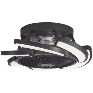 English Elm 17 Inch Bladeless Flush Mount Ceiling Fan Gold Finish Dimmable LED Remote Glam Bedroom Black W6101P525843