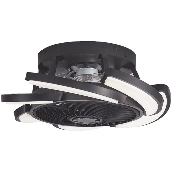 English Elm 17 Inch Bladeless Flush Mount Ceiling Fan Gold Finish Dimmable LED Remote Glam Bedroom Black W6101P525843
