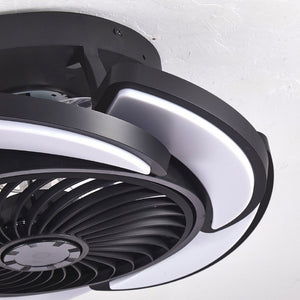 English Elm 17 Inch Bladeless Flush Mount Ceiling Fan Gold Finish Dimmable LED Remote Glam Bedroom Black W6101P525843