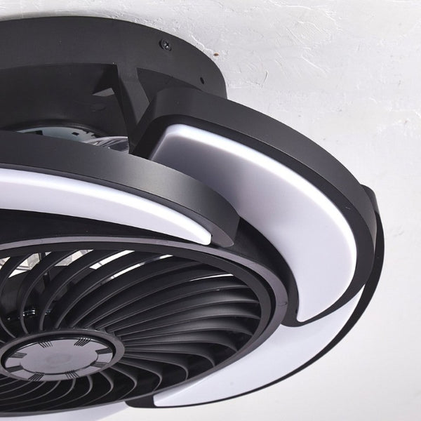 English Elm 17 Inch Bladeless Flush Mount Ceiling Fan Gold Finish Dimmable LED Remote Glam Bedroom Black W6101P525843