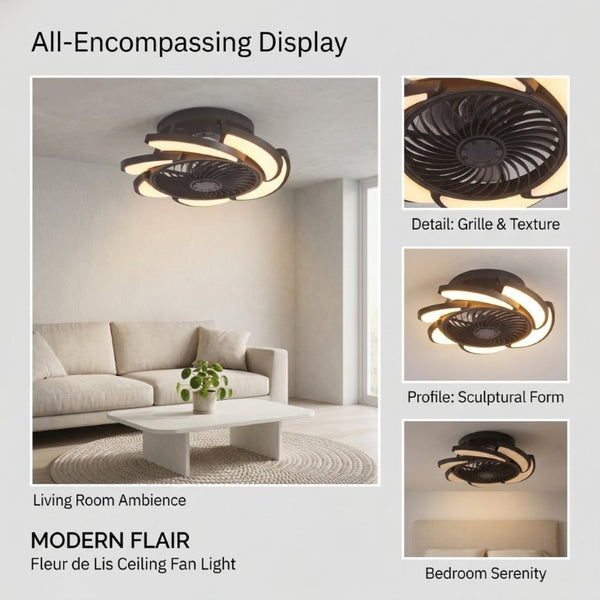 English Elm 17 Inch Bladeless Flush Mount Ceiling Fan Gold Finish Dimmable LED Remote Glam Bedroom Black W6101P525843