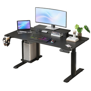 English Elm 63×(24+6 63X(24+6) Black Dual Motor Electric Standing Desk with Splice Board for Home Office W614P502857