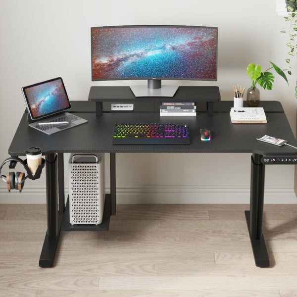 English Elm 63×(24+6 63X(24+6) Black Dual Motor Electric Standing Desk with Splice Board for Home Office W614P502857