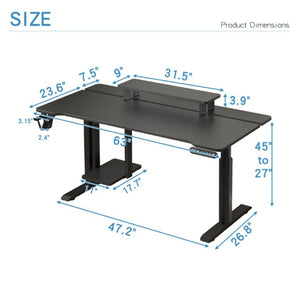English Elm 63×(24+6 63X(24+6) Black Dual Motor Electric Standing Desk with Splice Board for Home Office W614P502857