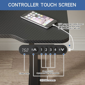 English Elm 63×(24+6 63X(24+6) Black Dual Motor Electric Standing Desk with Splice Board for Home Office W614P502857