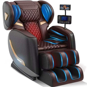 English Elm Massage Chair Zero Gravity Recliner with Airbags Heating Bluetooth and Full Body Rollers W6175P520562