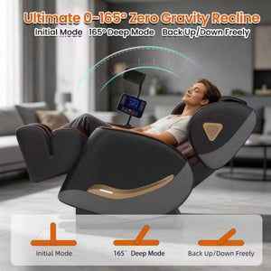 English Elm Massage Chair Zero Gravity Recliner with Airbags Heating Bluetooth and Full Body Rollers W6175P520562