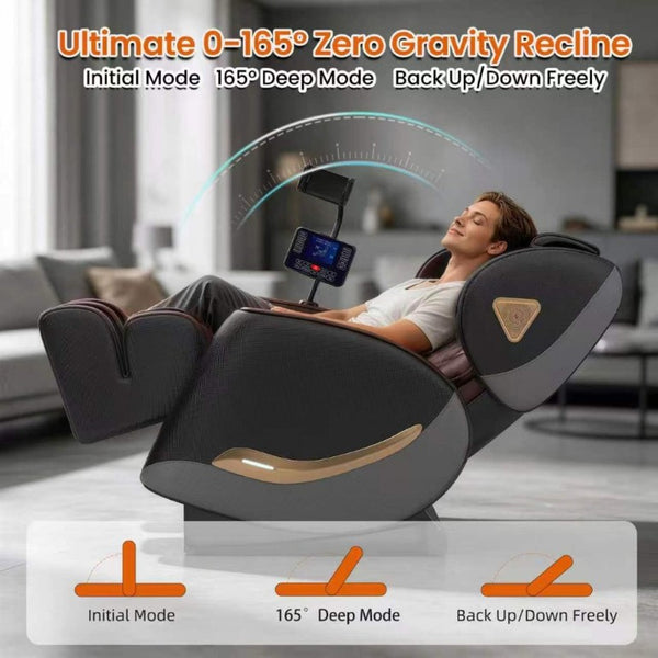 English Elm Massage Chair Zero Gravity Recliner with Airbags Heating Bluetooth and Full Body Rollers W6175P520562