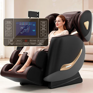 English Elm Massage Chair Zero Gravity Recliner with Airbags Heating Bluetooth and Full Body Rollers W6175P520562