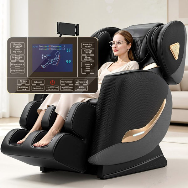 English Elm Massage Chair Zero Gravity Full Body Recliner with Heating Airbags and Bluetooth Speaker W6175P520565