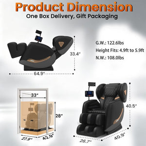 English Elm Massage Chair Zero Gravity Full Body Recliner with Heating Airbags and Bluetooth Speaker W6175P520565