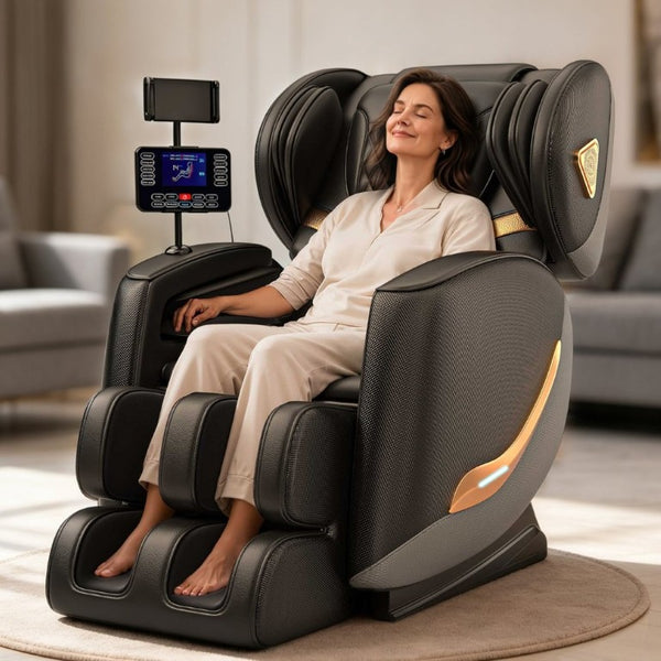 English Elm Massage Chair Zero Gravity Full Body Recliner with Heating Airbags and Bluetooth Speaker W6175P520565