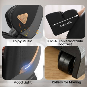 English Elm Massage Chair Zero Gravity Full Body Recliner with Heating Airbags and Bluetooth Speaker W6175P520565