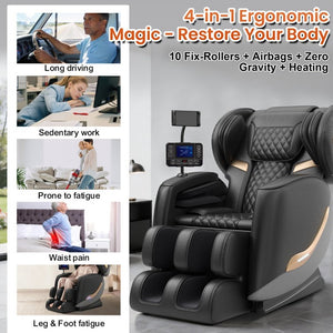 English Elm Upgraded Full Body Massage Recliner Zero Gravity Heated Bluetooth Living Room Chair W6175P561240