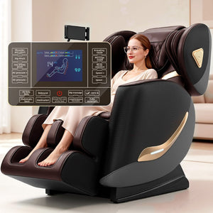 English Elm Upgraded Full Body Massage Recliner Zero Gravity Heated Airbag Chair with Bluetooth W6175P561246
