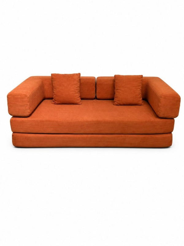 English Elm Compression Corduroy Floor Sofa Bed Modular Convertible for Studio Living Spaces Orange W6188P525729