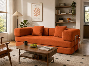 English Elm Compression Corduroy Floor Sofa Bed Modular Convertible for Studio Living Spaces Orange W6188P525729