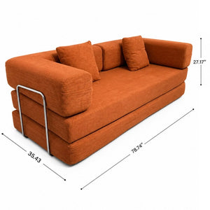 English Elm Compression Corduroy Floor Sofa Bed Modular Convertible for Studio Living Spaces Orange W6188P525729