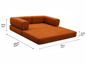 English Elm Compression Corduroy Floor Sofa Bed Modular Convertible for Studio Living Spaces Orange W6188P525729