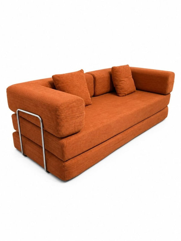 English Elm Compression Corduroy Floor Sofa Bed Modular Convertible for Studio Living Spaces Orange W6188P525729