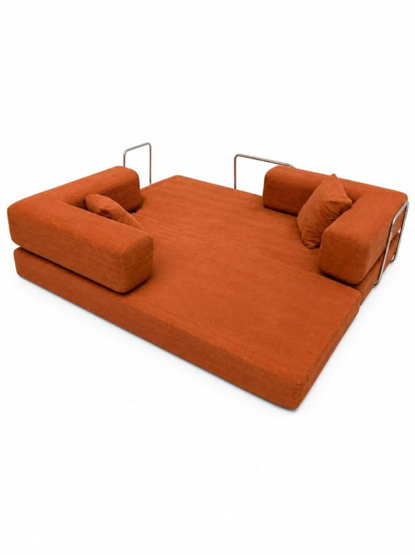 English Elm Compression Corduroy Floor Sofa Bed Modular Convertible for Studio Living Spaces Orange W6188P525729