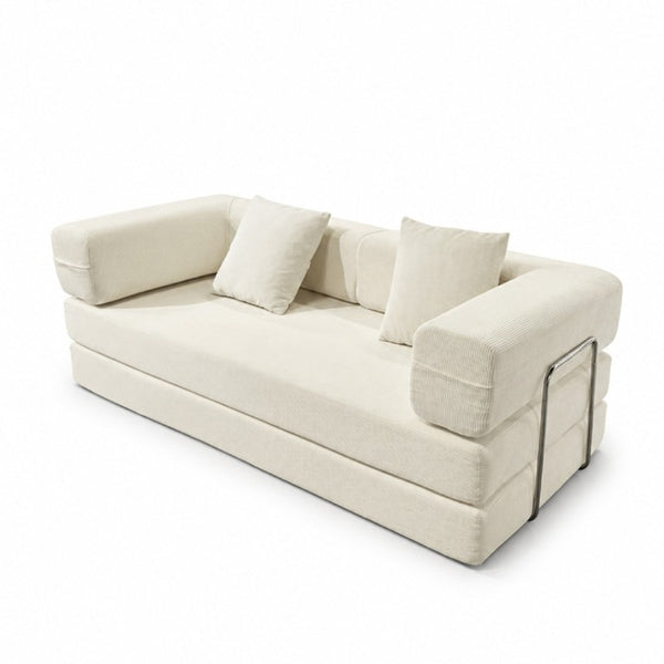 English Elm Compression Corduroy Floor Sofa Bed Modular Convertible for Studio Living Spaces Ancient White W6188P525734