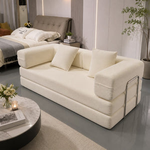 English Elm Compression Corduroy Floor Sofa Bed Modular Convertible for Studio Living Spaces Ancient White W6188P525734