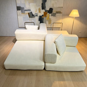English Elm Compression Corduroy Floor Sofa Bed Modular Convertible for Studio Living Spaces Ancient White W6188P525734