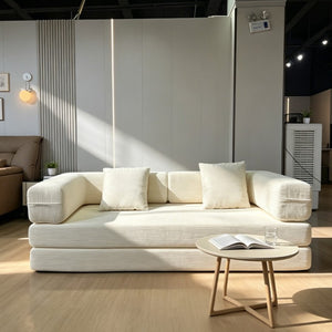 English Elm Compression Corduroy Floor Sofa Bed Modular Convertible for Studio Living Spaces Ancient White W6188P525734