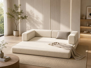 English Elm Compression Corduroy Floor Sofa Bed Modular Convertible for Studio Living Spaces Ancient White W6188P525734