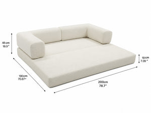 English Elm Compression Corduroy Floor Sofa Bed Modular Convertible for Studio Living Spaces Ancient White W6188P525734