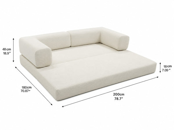 English Elm Compression Corduroy Floor Sofa Bed Modular Convertible for Studio Living Spaces Ancient White W6188P525734