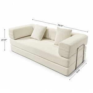 English Elm Compression Corduroy Floor Sofa Bed Modular Convertible for Studio Living Spaces Ancient White W6188P525734