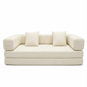 English Elm Compression Corduroy Floor Sofa Bed Modular Convertible for Studio Living Spaces Ancient White W6188P525734