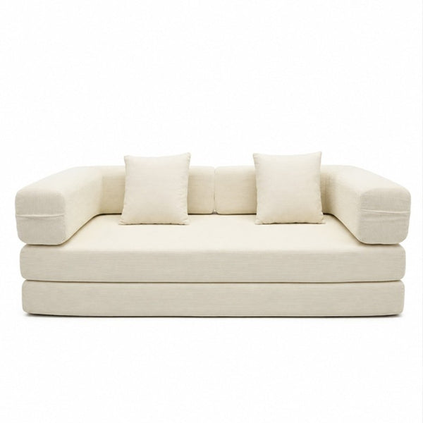 English Elm Compression Corduroy Floor Sofa Bed Modular Convertible for Studio Living Spaces Ancient White W6188P525734