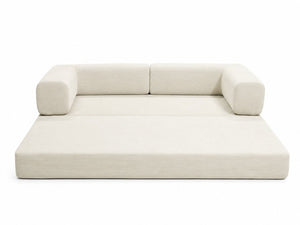 English Elm Compression Corduroy Floor Sofa Bed Modular Convertible for Studio Living Spaces Ancient White W6188P525734