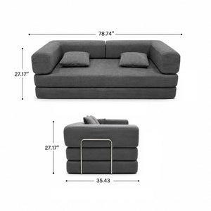 English Elm Compression Corduroy Floor Sofa Bed Modular Convertible for Studio Living Spaces Antique Grey W6188P525742