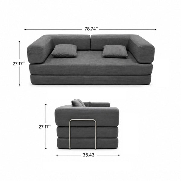 English Elm Compression Corduroy Floor Sofa Bed Modular Convertible for Studio Living Spaces Antique Grey W6188P525742