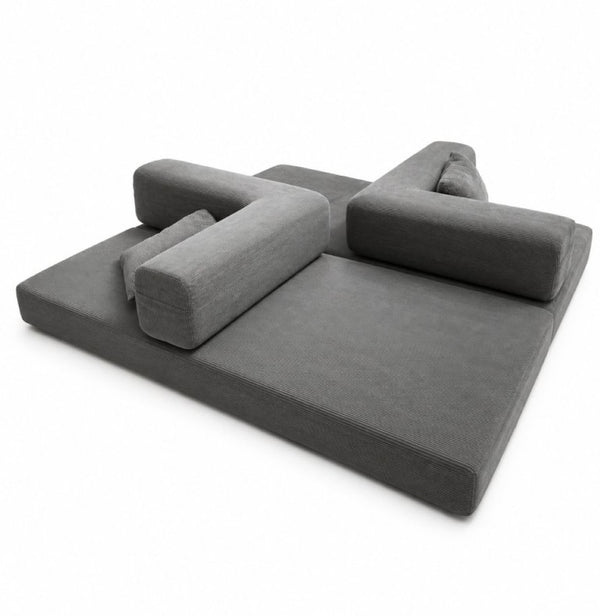 English Elm Compression Corduroy Floor Sofa Bed Modular Convertible for Studio Living Spaces Antique Grey W6188P525742