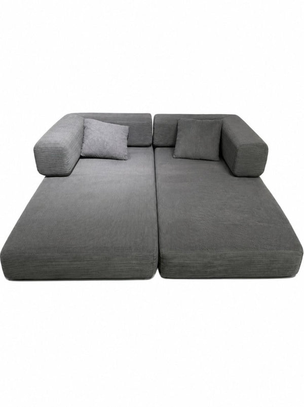 English Elm Compression Corduroy Floor Sofa Bed Modular Convertible for Studio Living Spaces Antique Grey W6188P525742